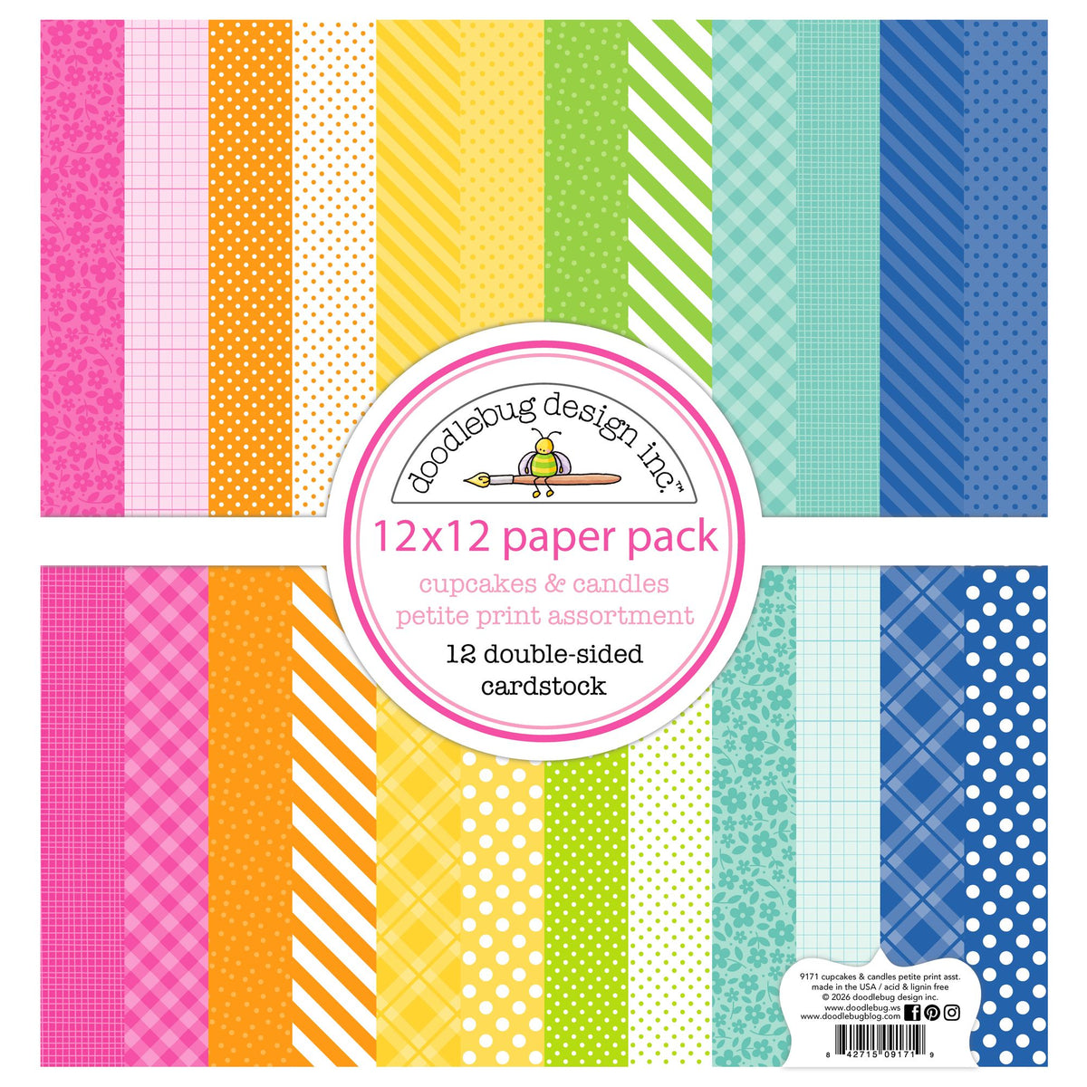Doodlebug Cupcakes and Candles 12x12 Inch Petite Prints Assortment Pack 9171