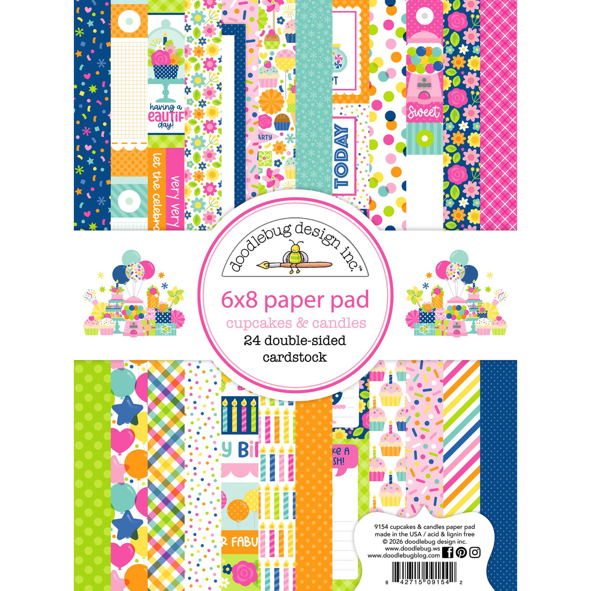 Doodlebug Cupcakes and Candles 6x8 Inch Paper Pad 9154