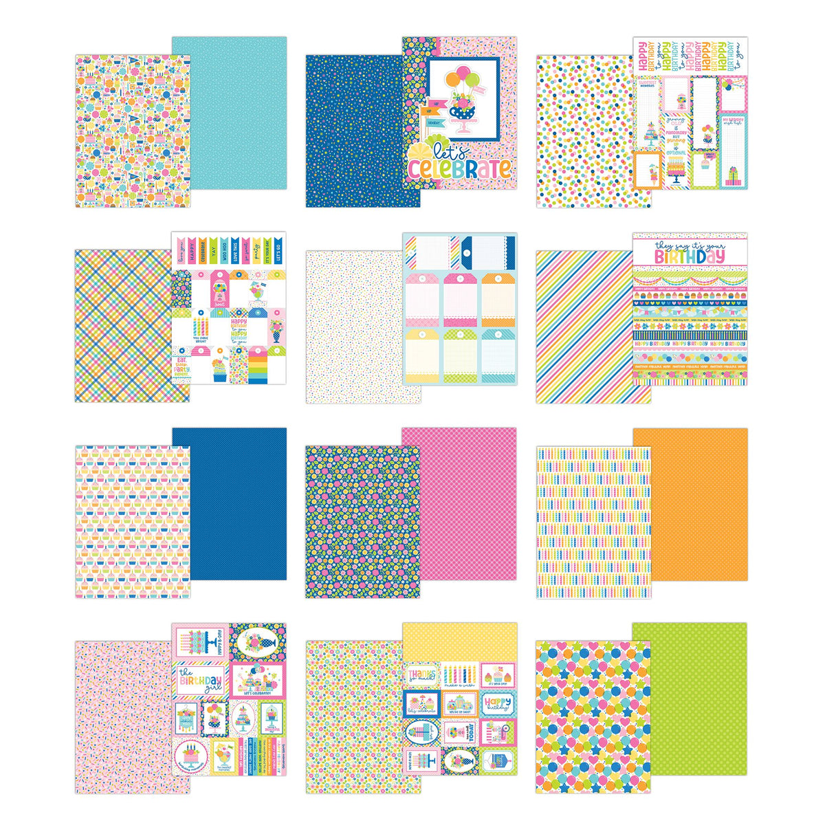 Doodlebug Cupcakes and Candles 6x8 Inch Paper Pad 9154 all individual sheets