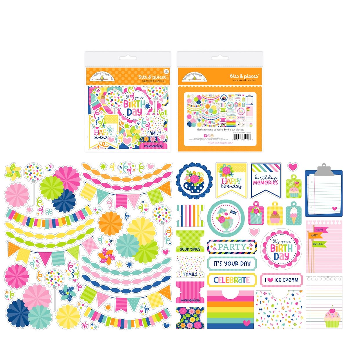 Doodlebug Cupcakes and Candles Bits and Pieces Die Cut Shapes 9152