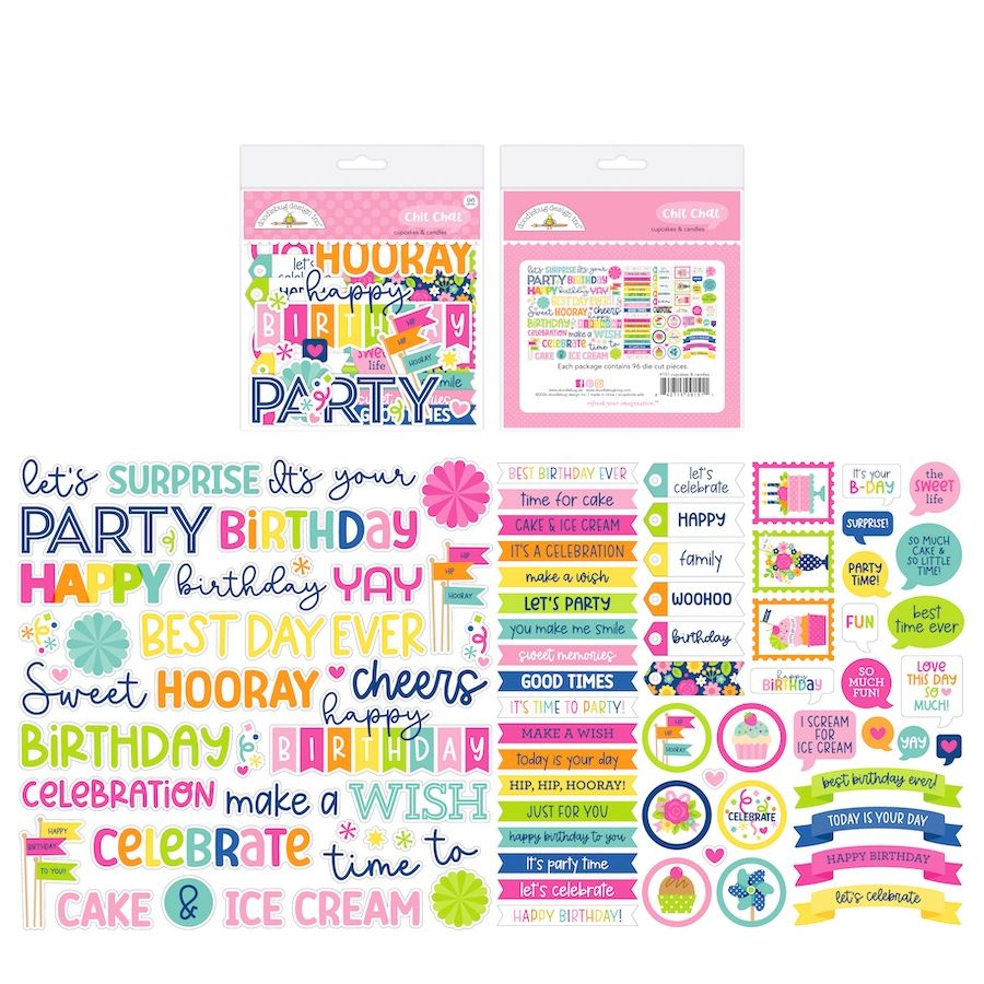 Doodlebug Cupcakes and Candles Chit Chat Die Cut Shapes 9151