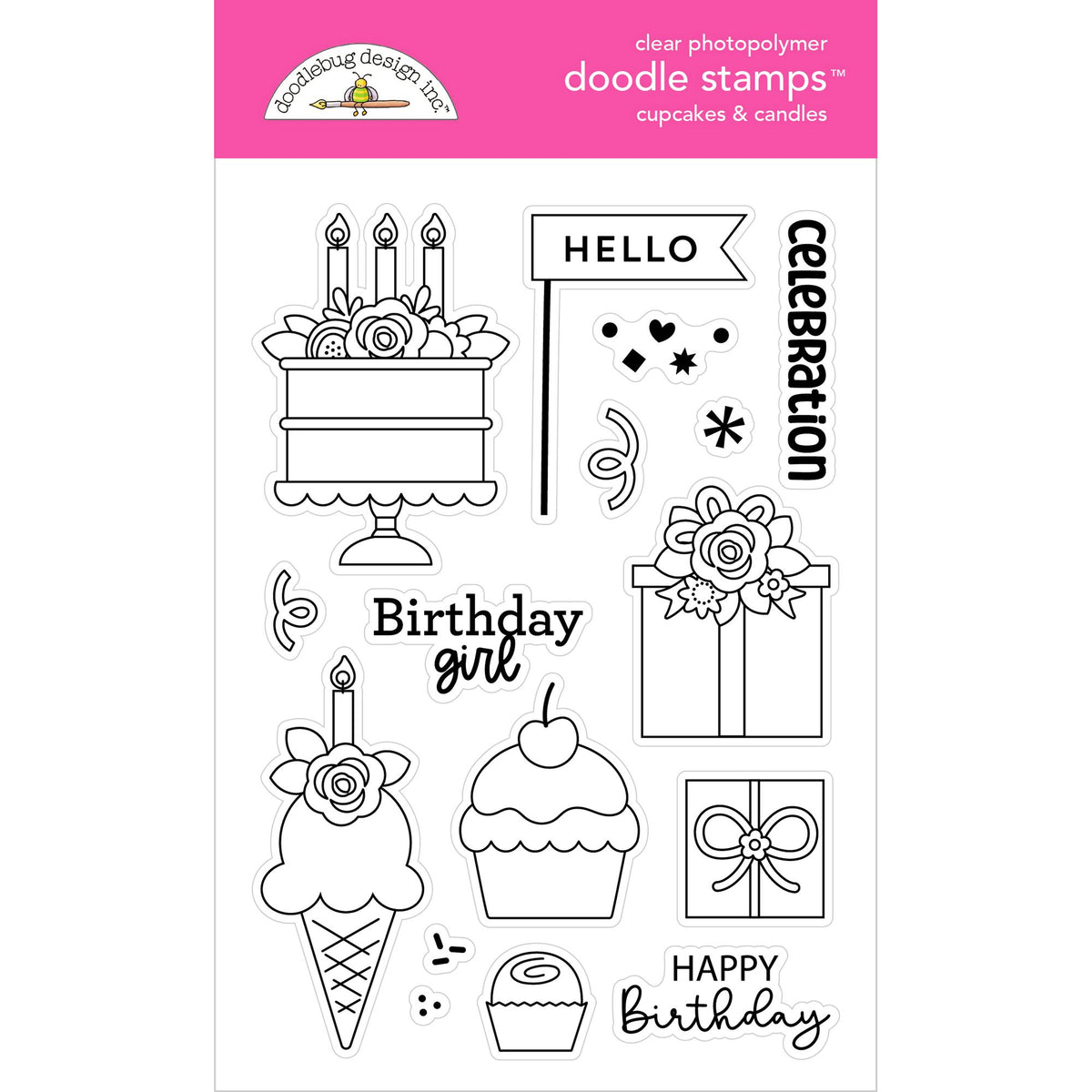 Doodlebug Cupcakes and Candles Doodle Stamps 9146