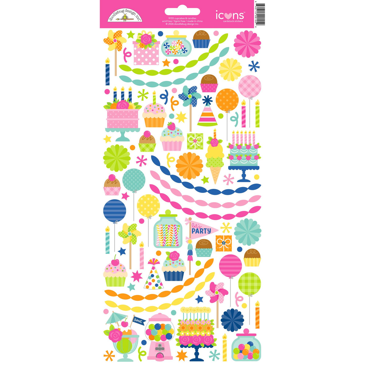 Doodlebug Cupcakes and Candles Icons Stickers 9155