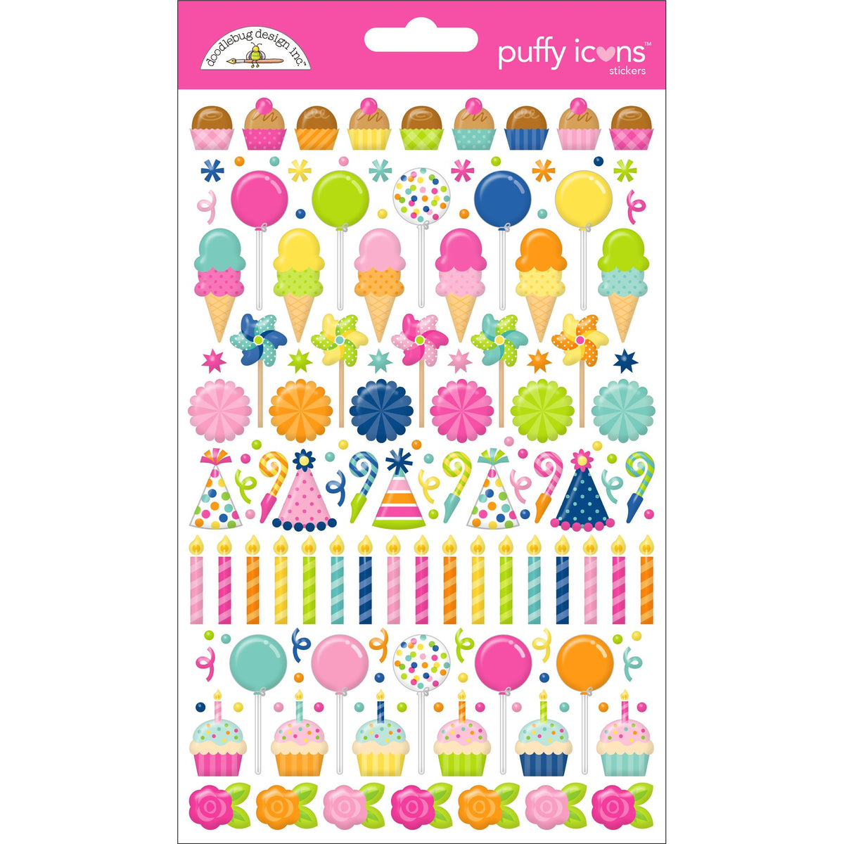 Doodlebug Cupcakes and Candles Puffy Icons Stickers 9139