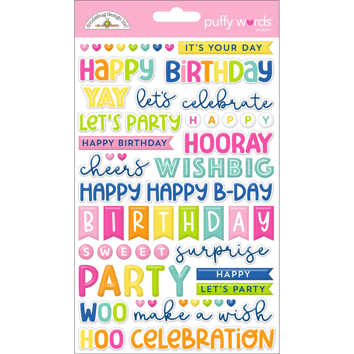 Doodlebug Cupcakes and Candles Puffy Words Stickers 9140