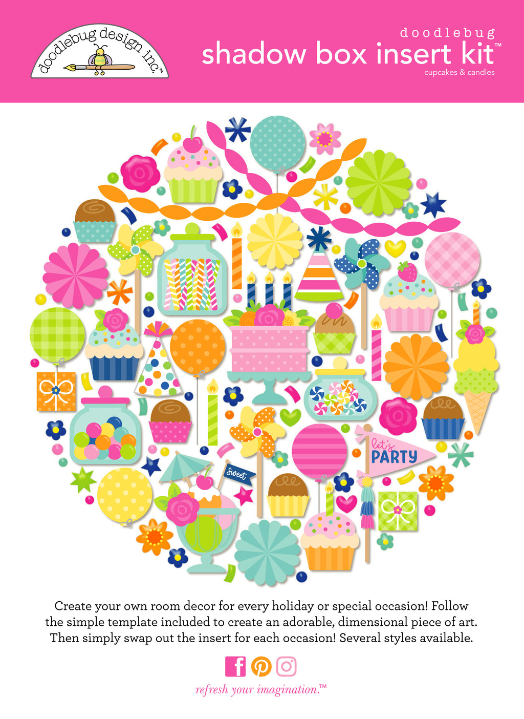 Doodlebug Cupcakes and Candles Shadow Box Kit 9174
