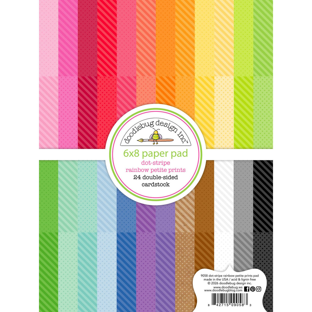 Doodlebug Dot-Stripe Rainbow Petite Prints 6x8 Inch Paper Pad 9058