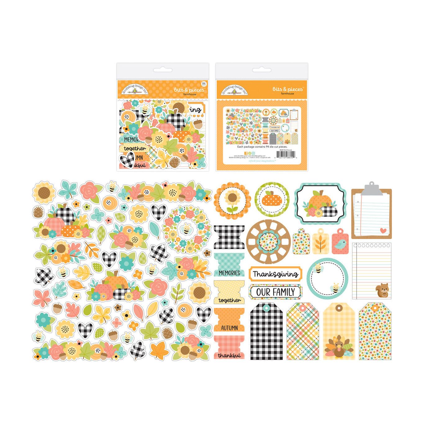 Doodlebug Farmhouse Bits and Pieces Ephemera Die Cut Shapes 8644