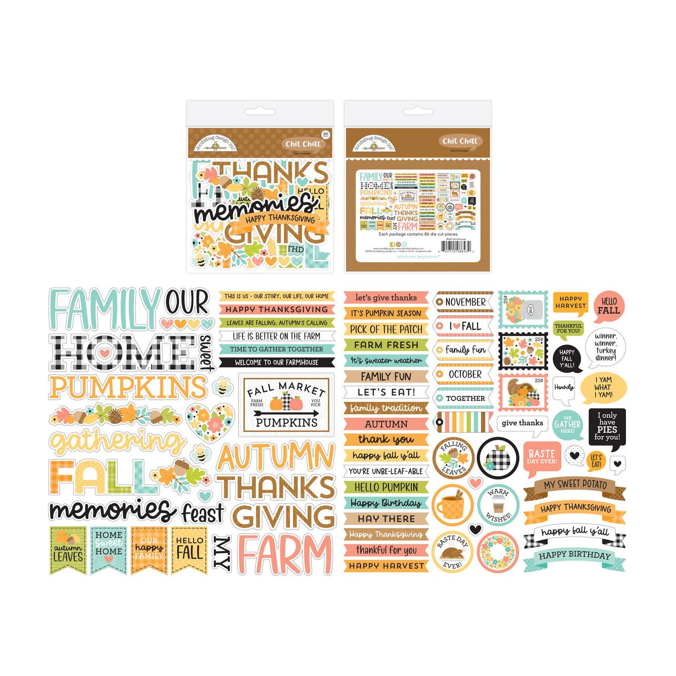 Doodlebug Farmhouse Chit Chat Ephemera Die Cut Shapes 8643