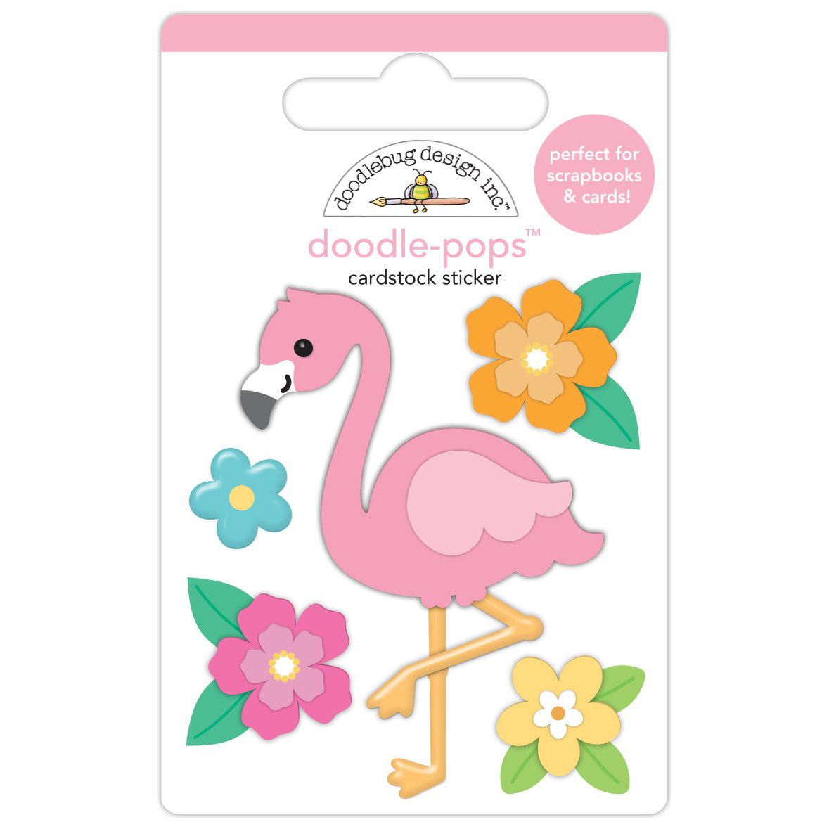 Doodlebug Flora Flamingo Doodle-Pops 3D Stickers 8896