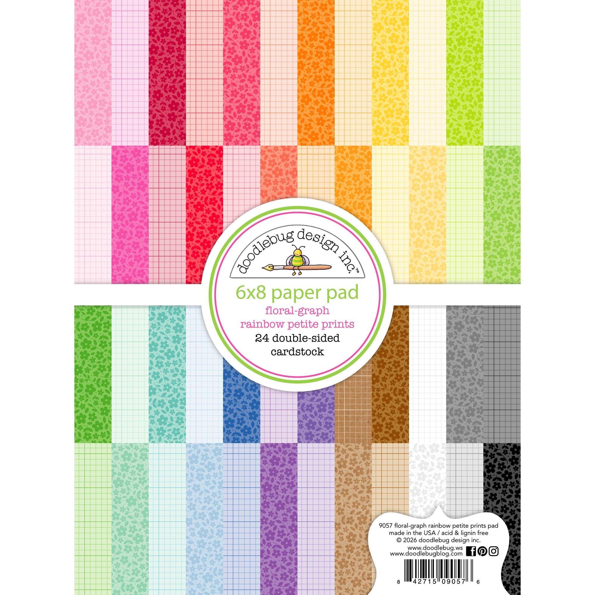 Doodlebug Floral-Graph Rainbow Petite Prints 6x8 Inch Paper Pad 9057