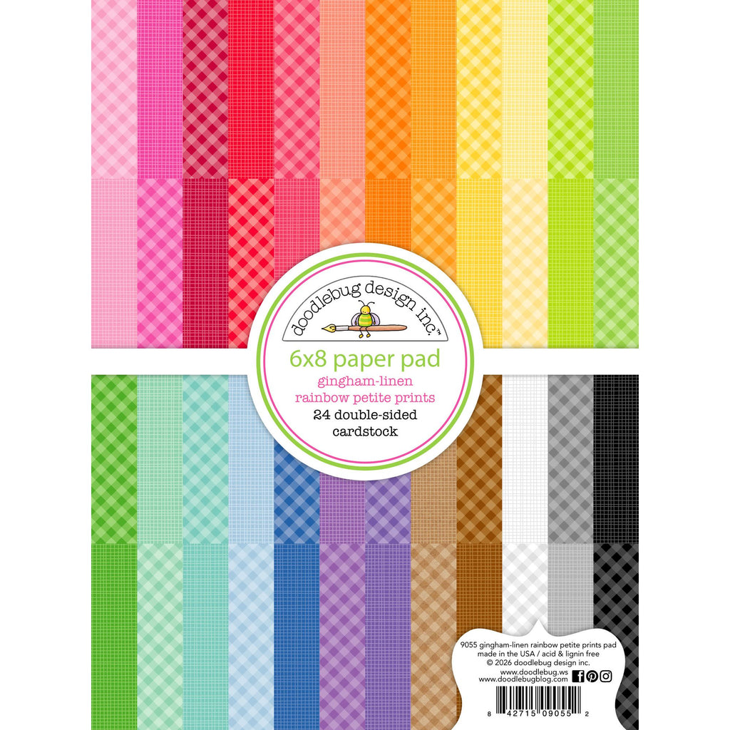 Doodlebug Gingham-Linen Rainbow Petite Prints 6x8 Inch Paper Pad 9055