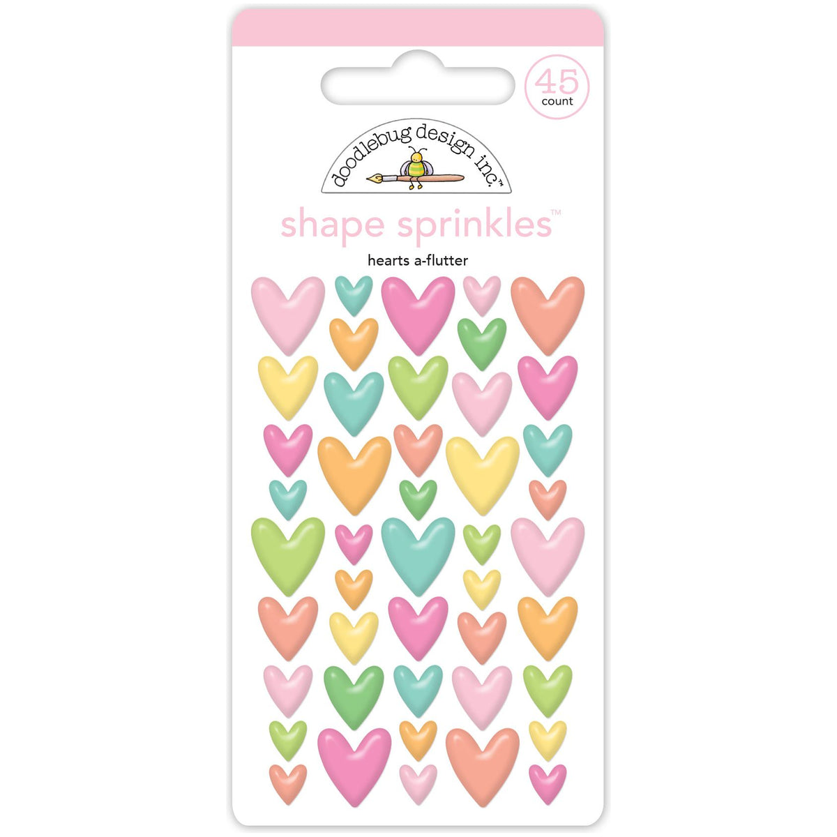 Doodlebug Hearts-A-Flutter Enamel Stickers Shape Sprinkles 8775