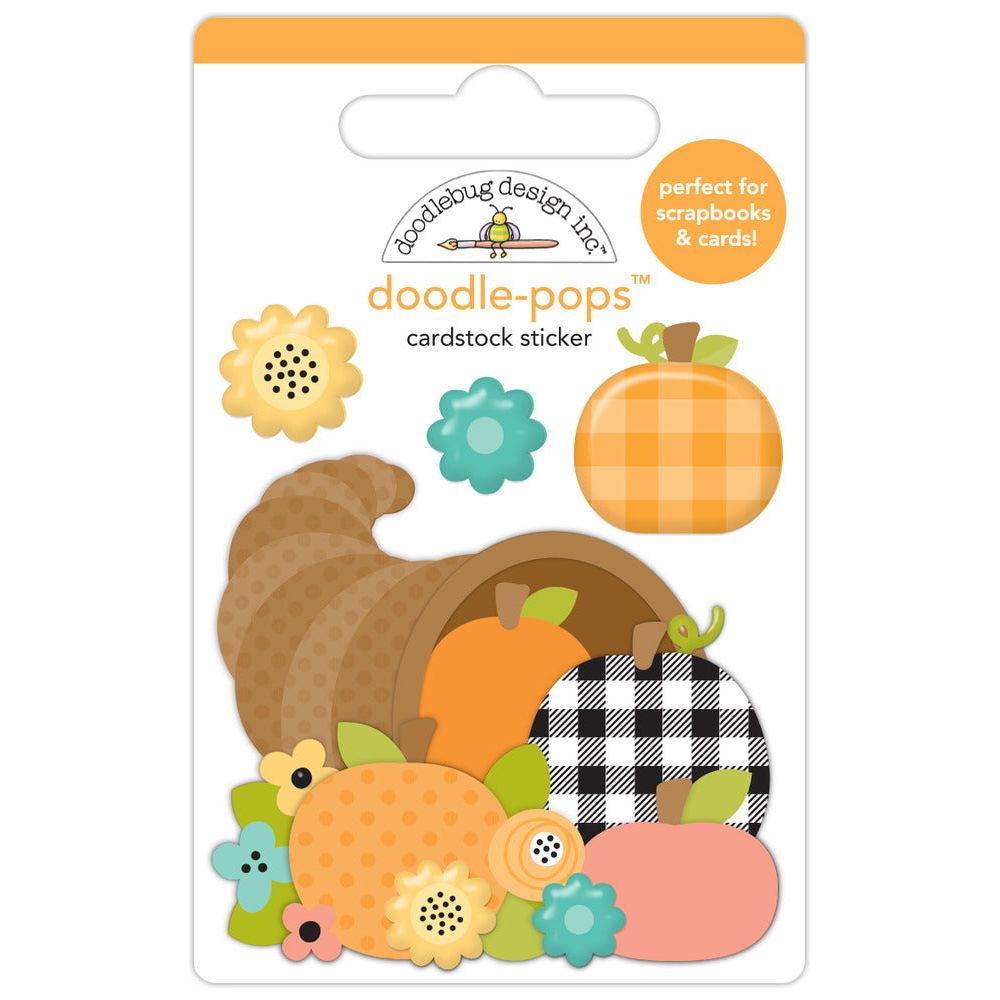 Doodlebug Horn A Plenty Doodle-Pops 3D Stickers 8622