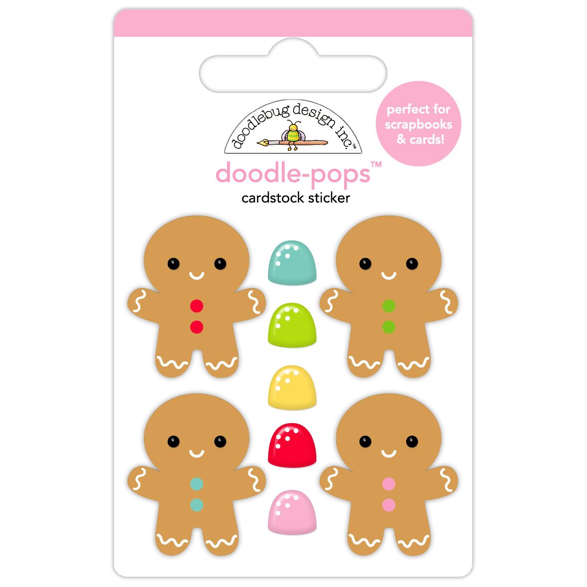Doodlebug Jolly Gingers Doodle-Pops 3D Stickers 8956