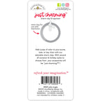 Back of a charm clip and keychain packaging with text and a barcode.