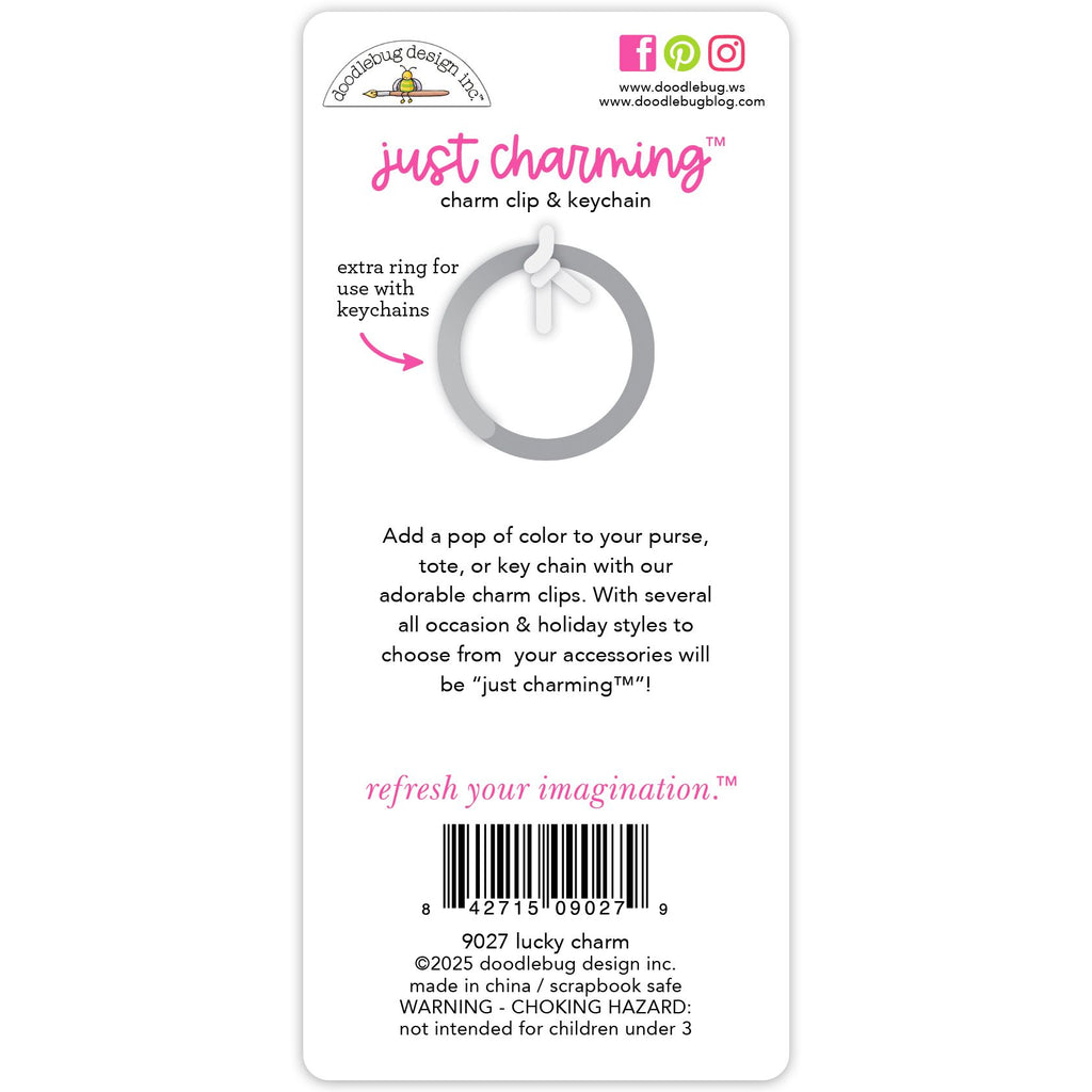 Doodlebug Lucky Charm Just Charming Clip and Keychain 9027 back