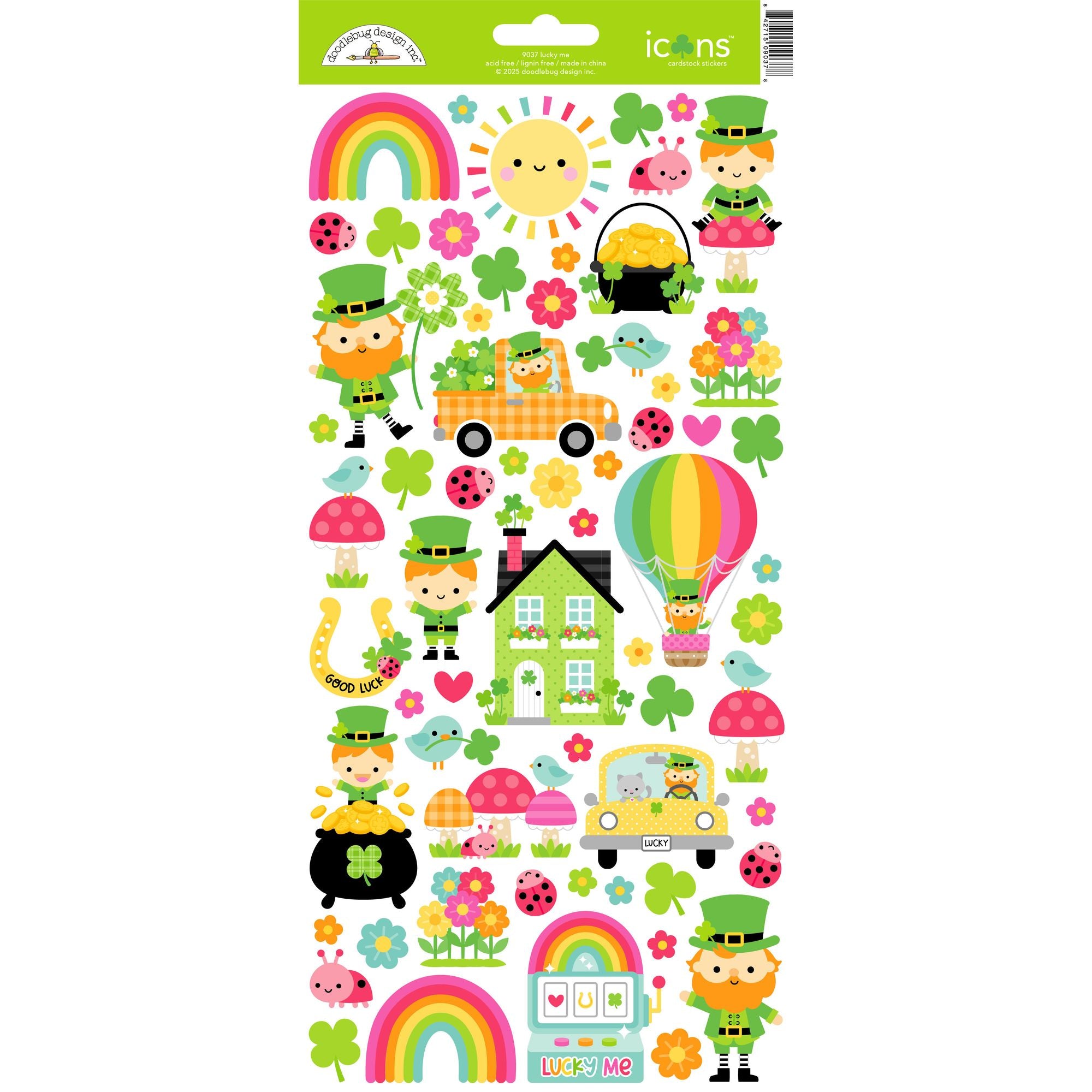 Doodlebug Lucky Me Icons Stickers 9037