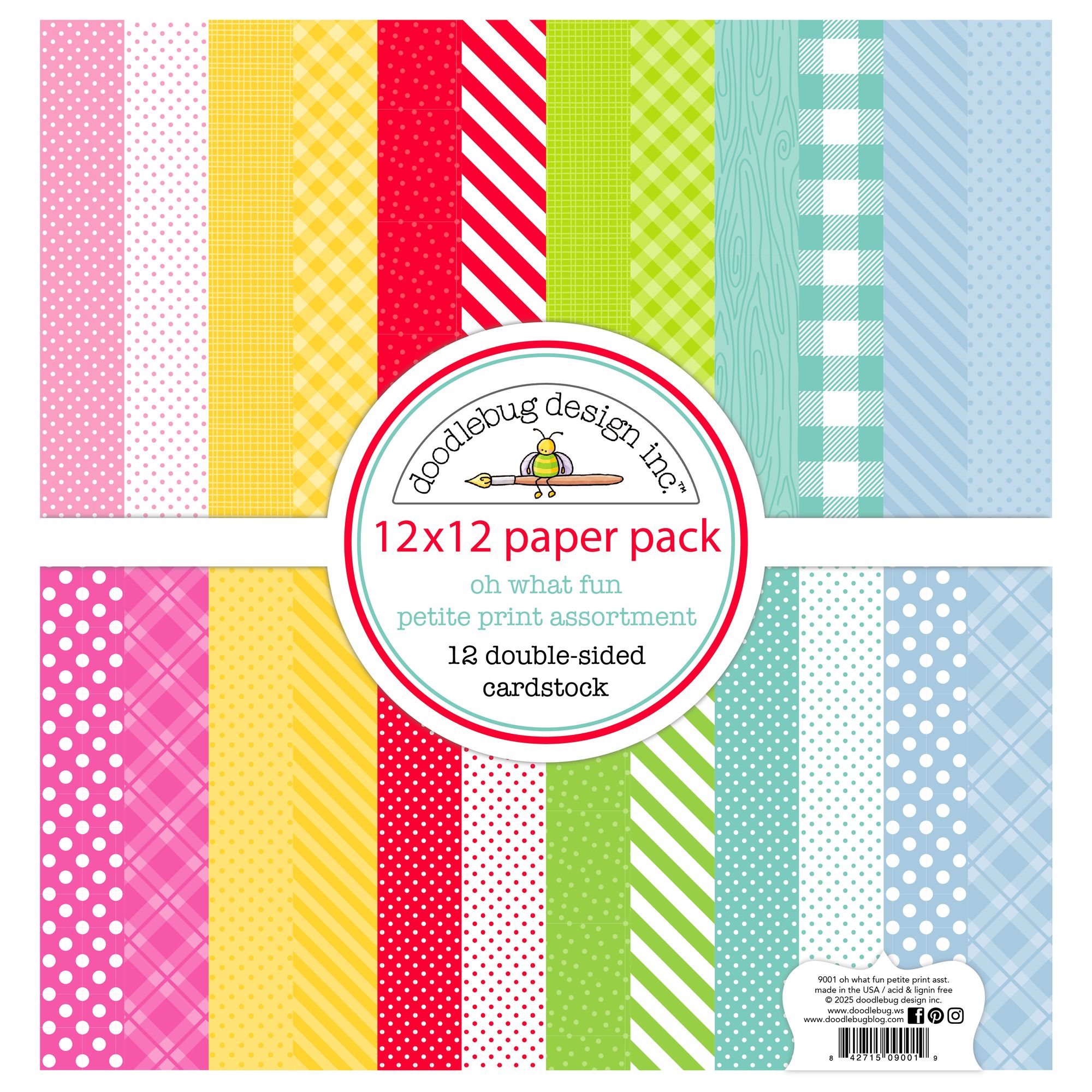 Doodlebug Oh What Fun Petite Prints 12x12 Inch Assortment Pack 9001