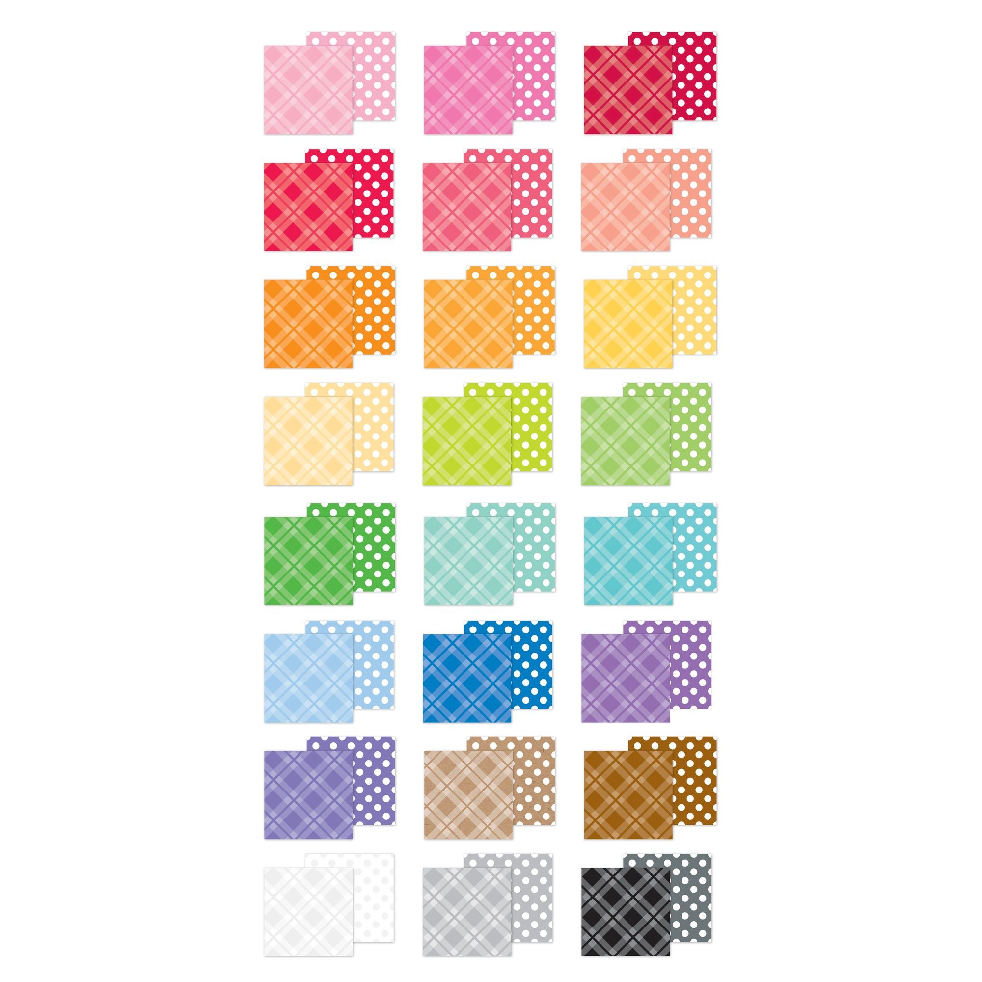 Doodlebug Plaid Polka Dot Rainbow Petite Prints 6x8 Inch Paper Pad 9061 individual papers