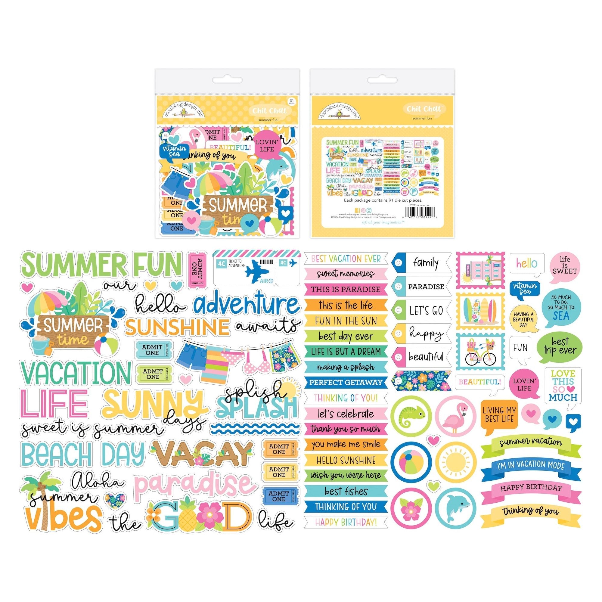 Doodlebug Summer Fun Chit Chat Ephemera Die Cut Pieces 8922