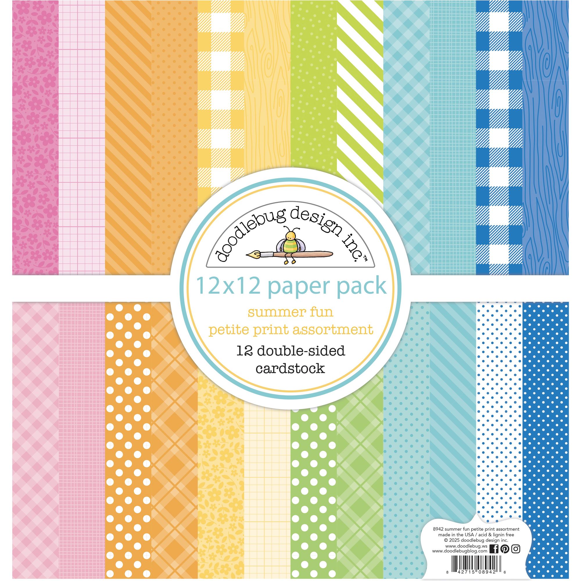 Doodlebug Summer Fun Petite Prints 12x12 Inch Assortment Pack 8942