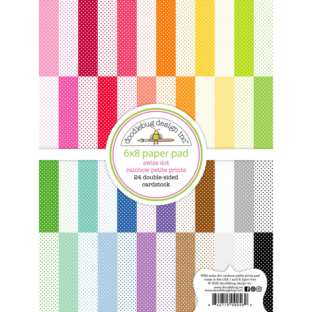 Doodlebug Swiss-Dot Rainbow Petite Prints 6x8 Inch Paper Pad 9056