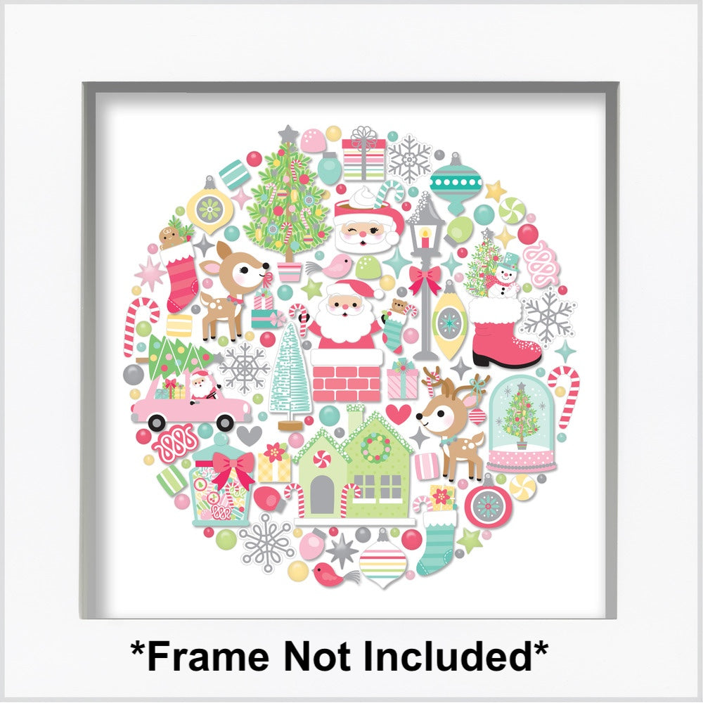 Doodlebug Tinsel Time Shadow Box Kit 8771 with frame