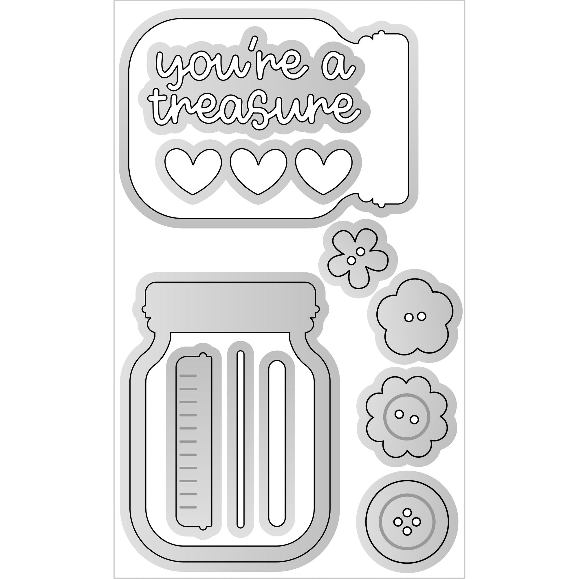 Doodlebug You're a Treasure Doodle Cuts Dies 9088 actual dies