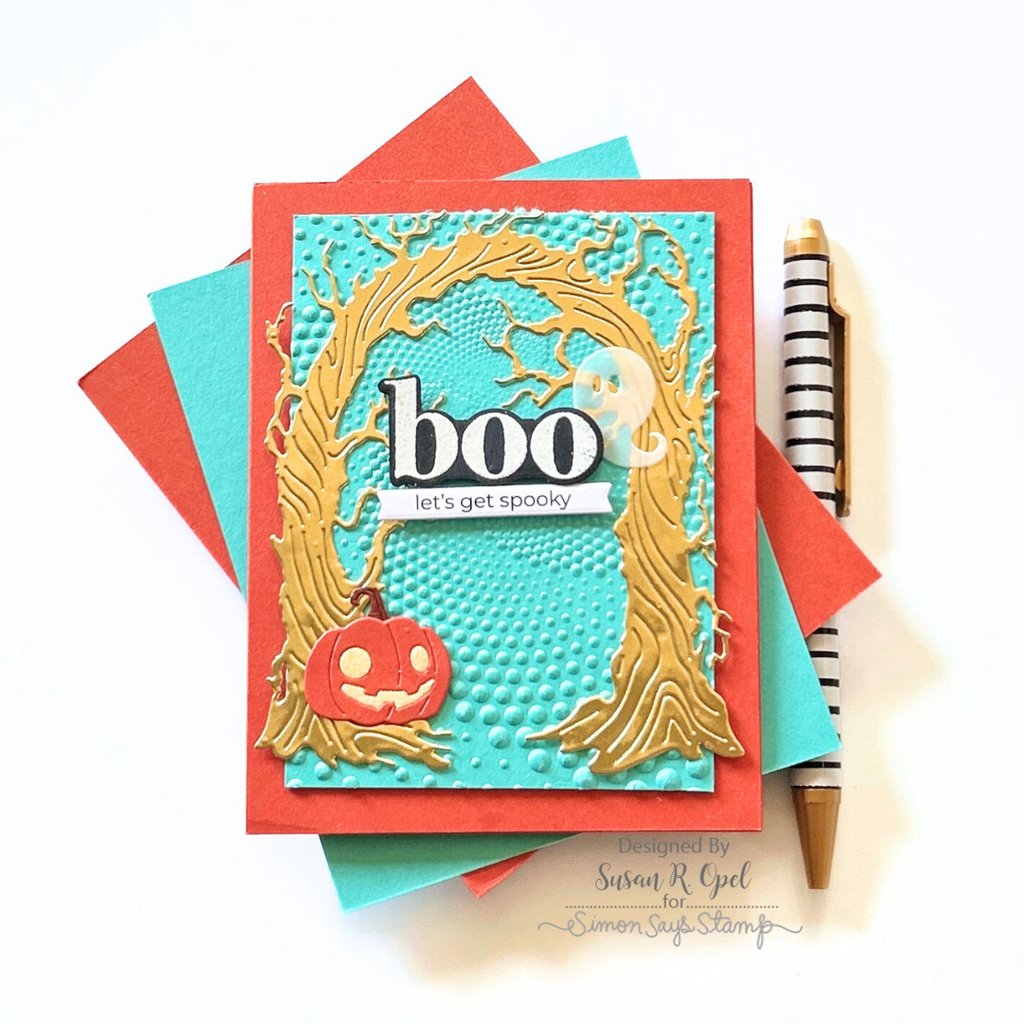 Simon Says Stamp Embossing Folder Dotted Spiral sf477 STAMPtember Halloween Card