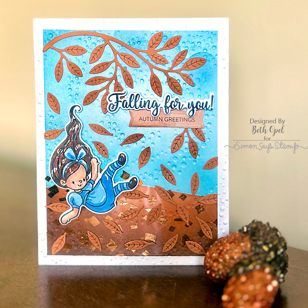 Simon Says Stamp Embossing Folder Dotty Whirlpool sf436 Stamptember Autumn Card