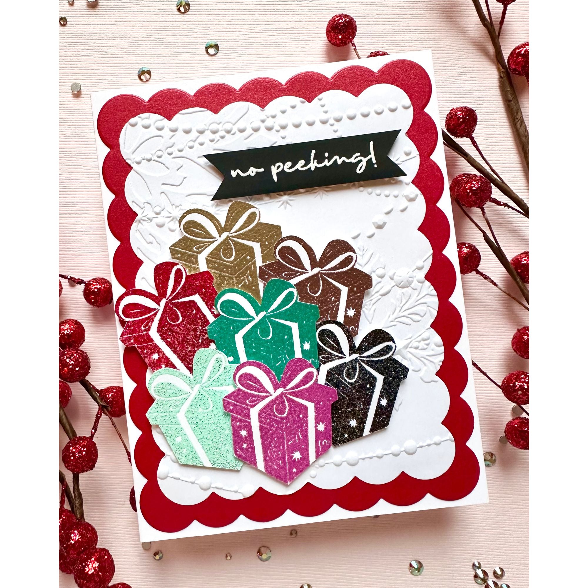 Simon Says Stamp Embossing Folder Draping Lights sf569 Christmas Card