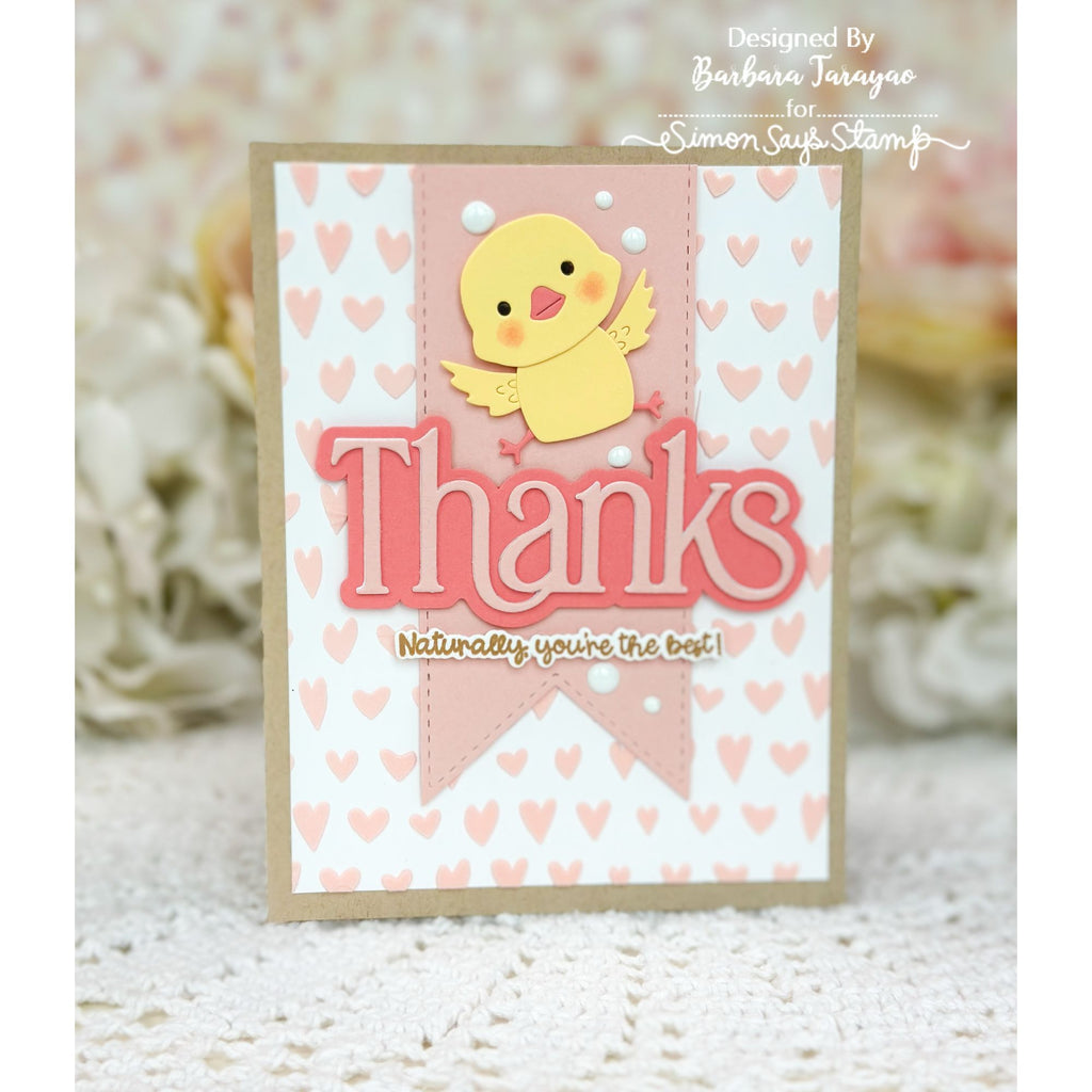 Simon Says Stamp Stencil Drawn Hearts SSST121389 Birdie Thanks Card Barbara Tarayao | color-code:ALT01