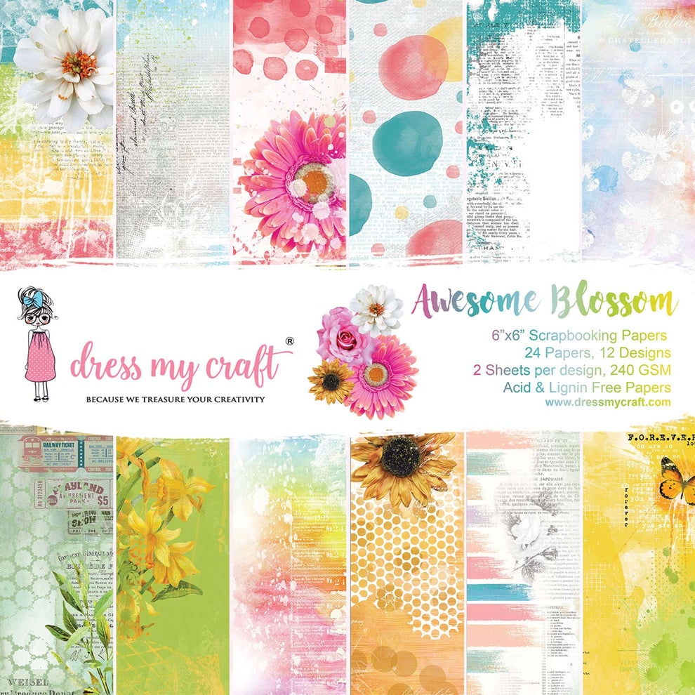 Dress My Craft Awesome Blossom 6 x 6 Paper Pad dmcp6326