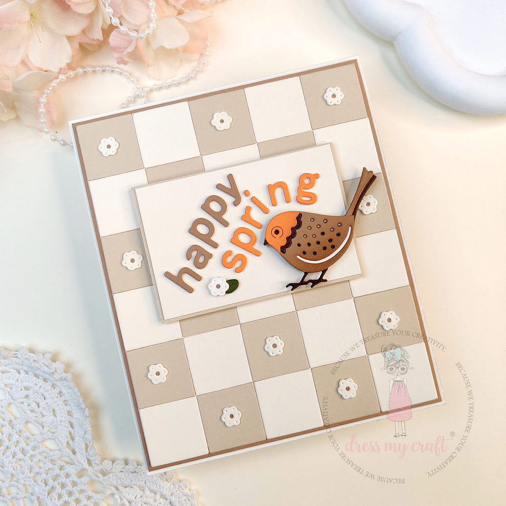 Dress My Craft Chirpy Birds Dies dmcd7007 Happy Spring Card
