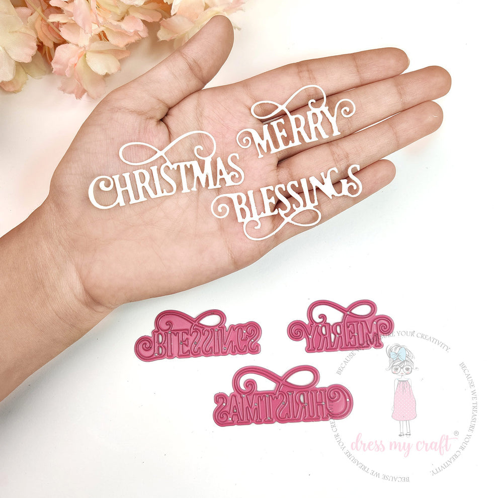 Dress My Craft Christmas Blessings Dies dmcd7084 Holiday Sentiments