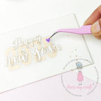 Dress My Craft Curved Tweezers dmct5285 Happy New Year Card