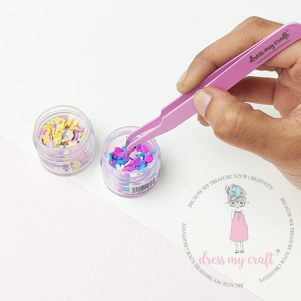 Dress My Craft Curved Tweezers dmct5285 Heart Embellishments