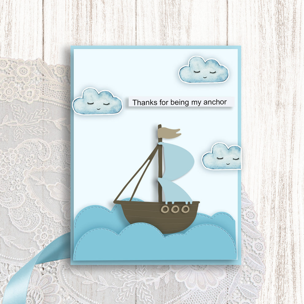 Dress My Craft Cute Boat Dies dmcd5676 Thanks For Being My Anchor Card