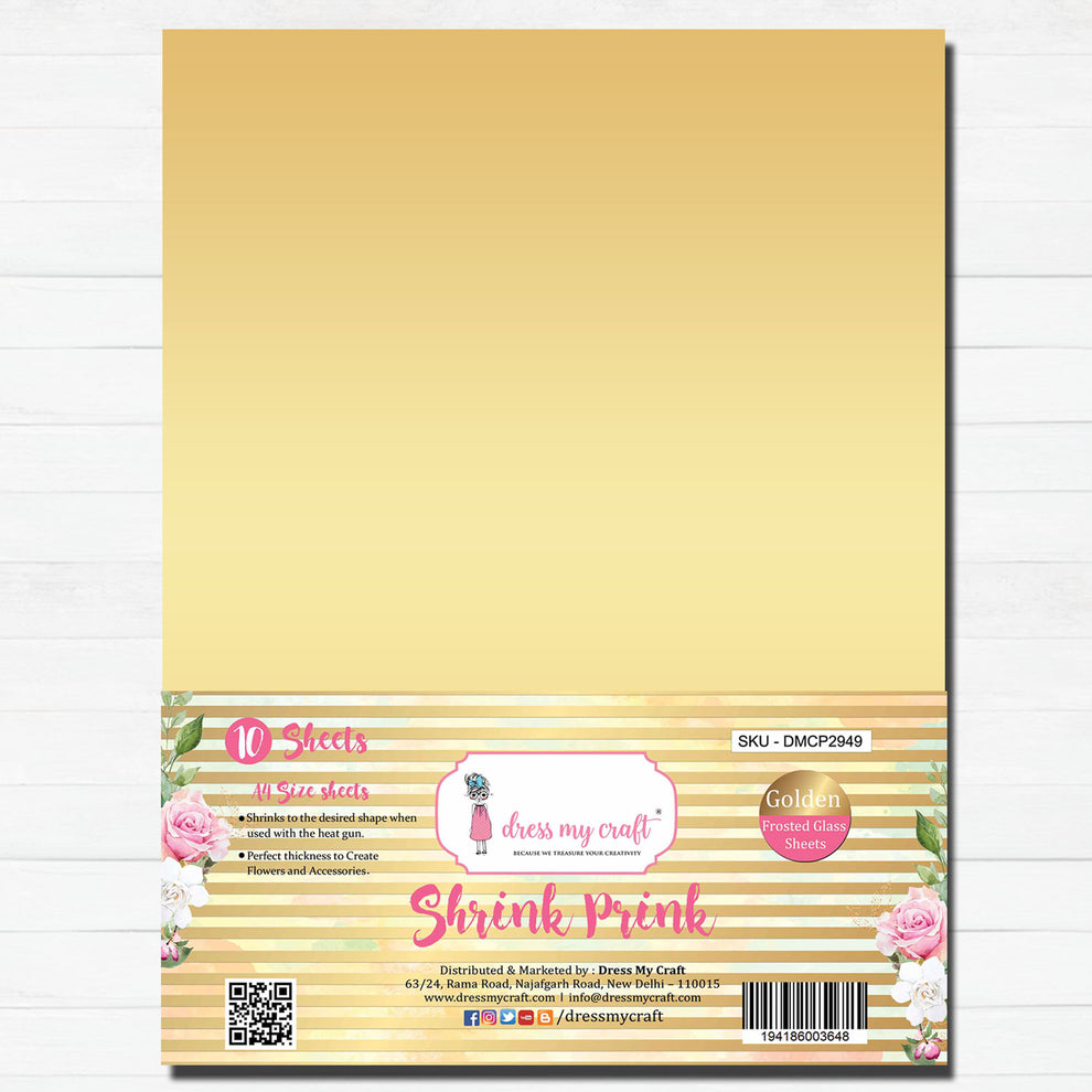 Dress My Craft Golden Frosted Glass A4 Shrink Prink Sheets dmcp2949