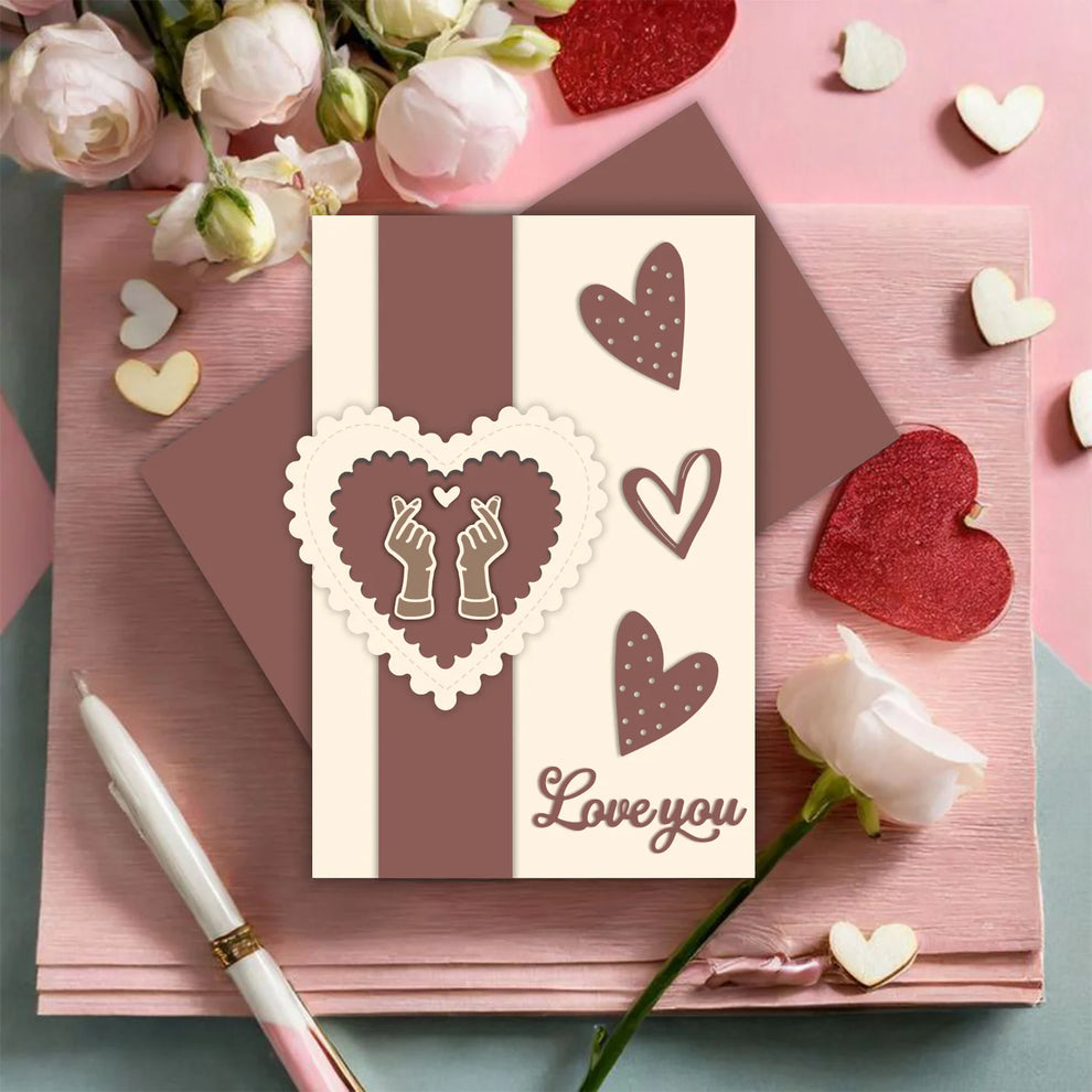 Dress My Craft Korean Love Sign Dies dmcd6963 Love You Card