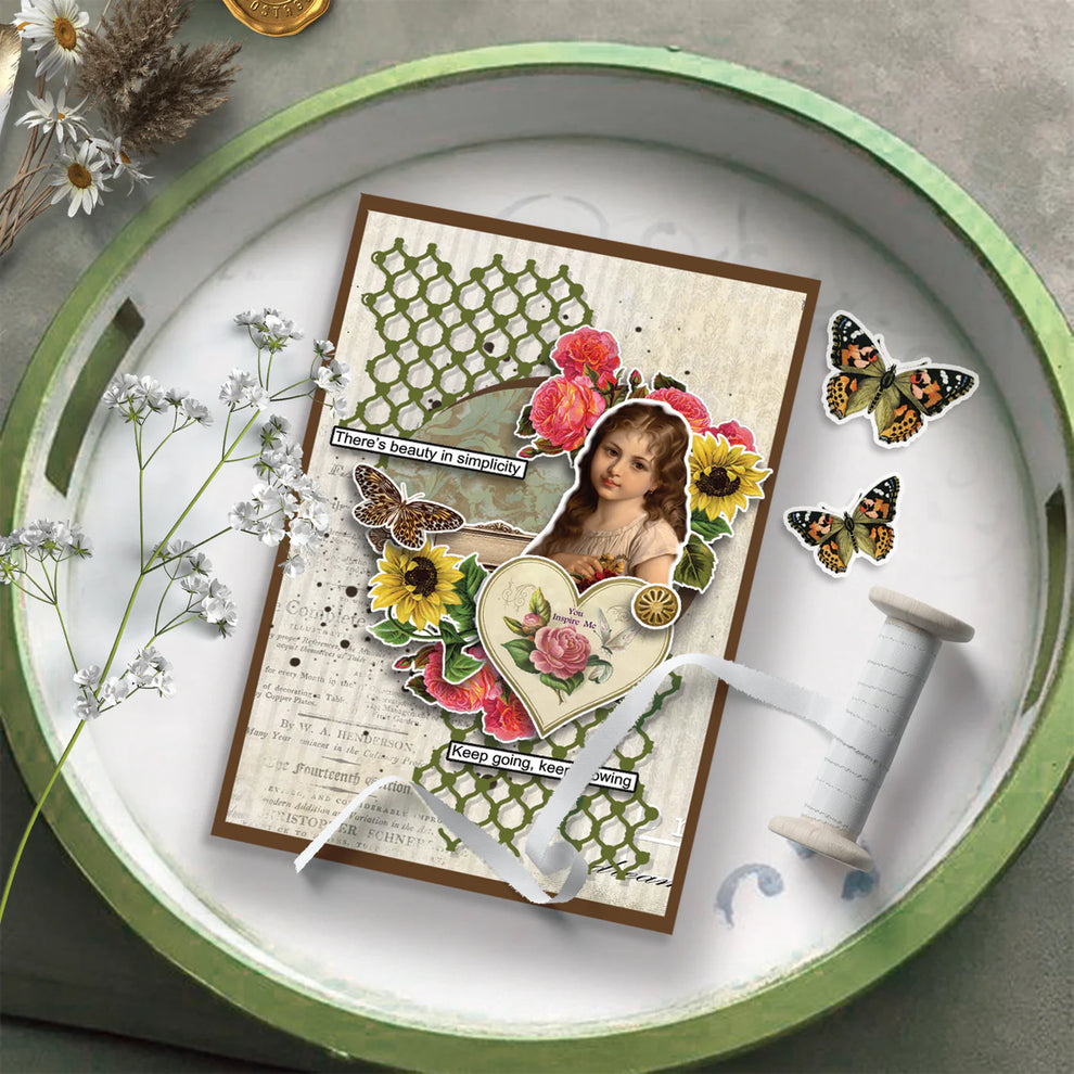 Dress My Craft La Belle Fleur 6 x 6 Paper Pad dmcp6117 Beauty In Simplicity Card