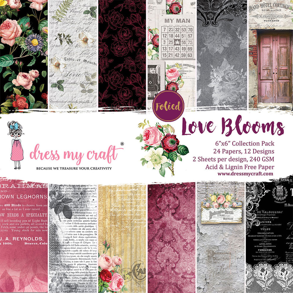 Dress My Craft Love Blooms 6 x 6 Paper Pad dmcp3378