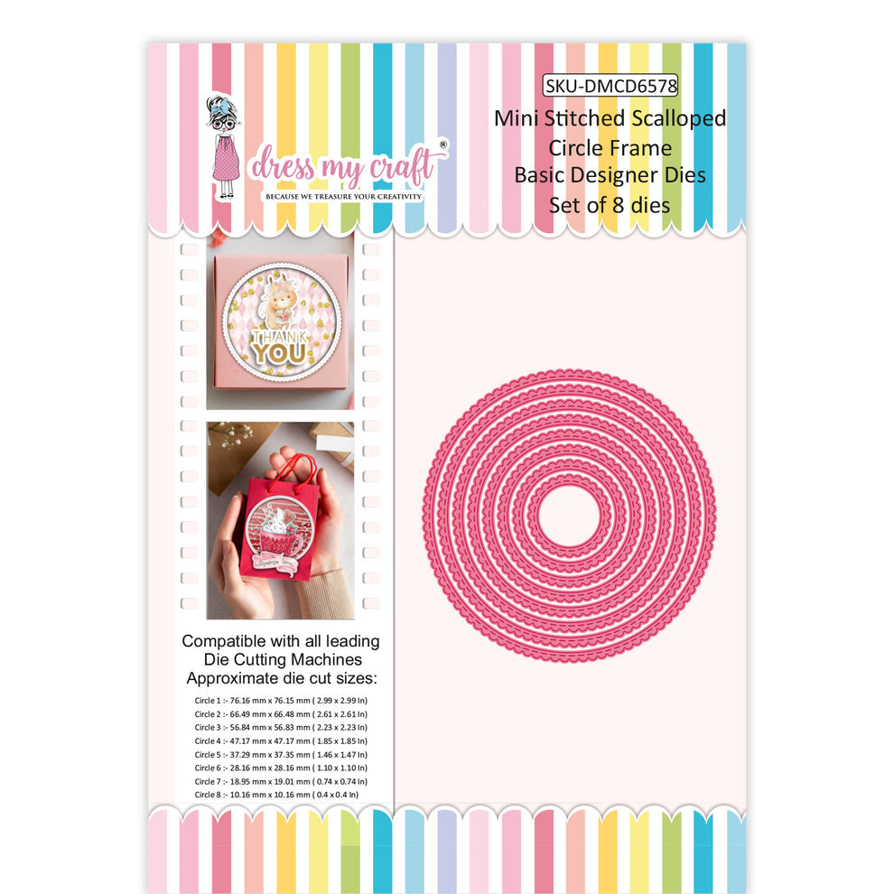 Dress My Craft Mini Stitched Scalloped Circle Frame Dies dmcd6578