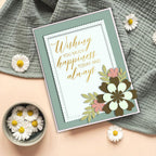 Dress My Craft Mini Stitched Scalloped Rectangle Frame Dies dmcd6765 Wishing You Much Happiness Card