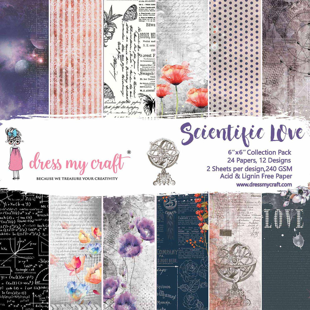 Dress My Craft Scientific Love 6 x 6 Paper Pad dmcp3114