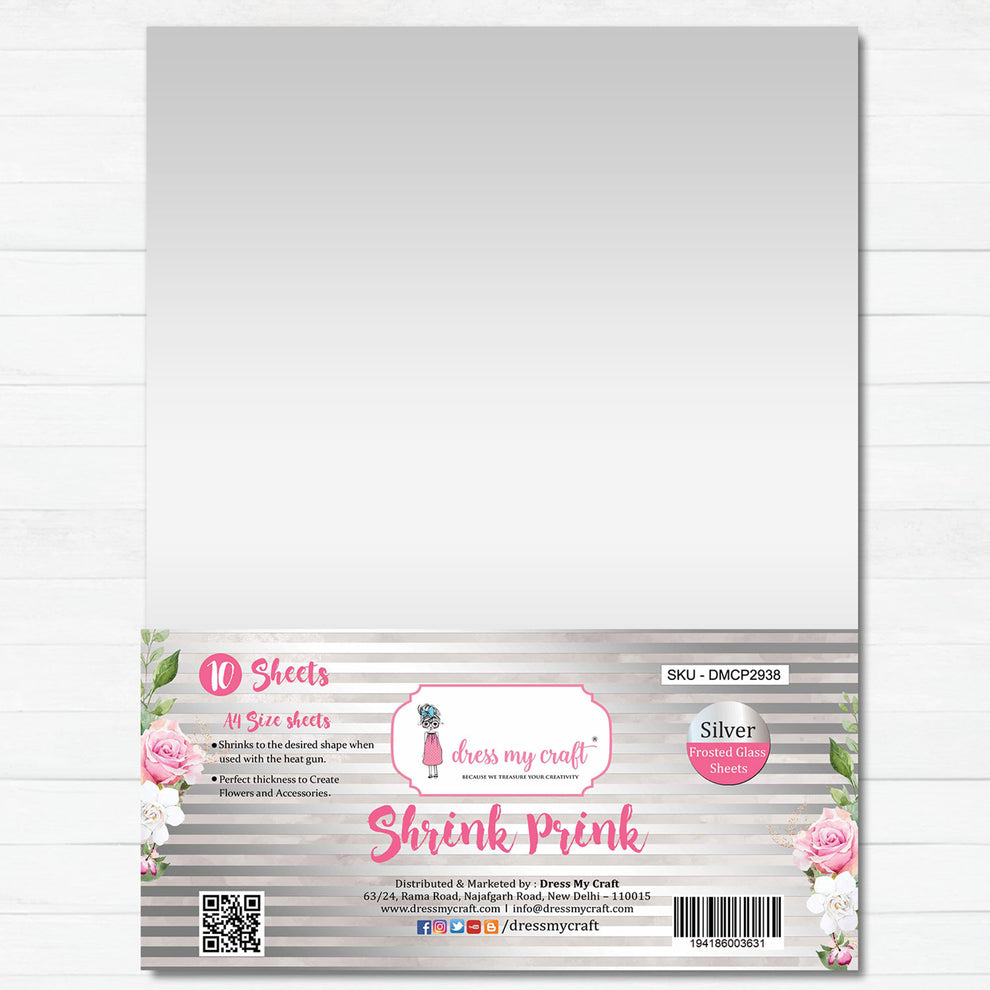 Dress My Craft Silver Frosted Glass A4 Shrink Prink Sheets dmcp2938