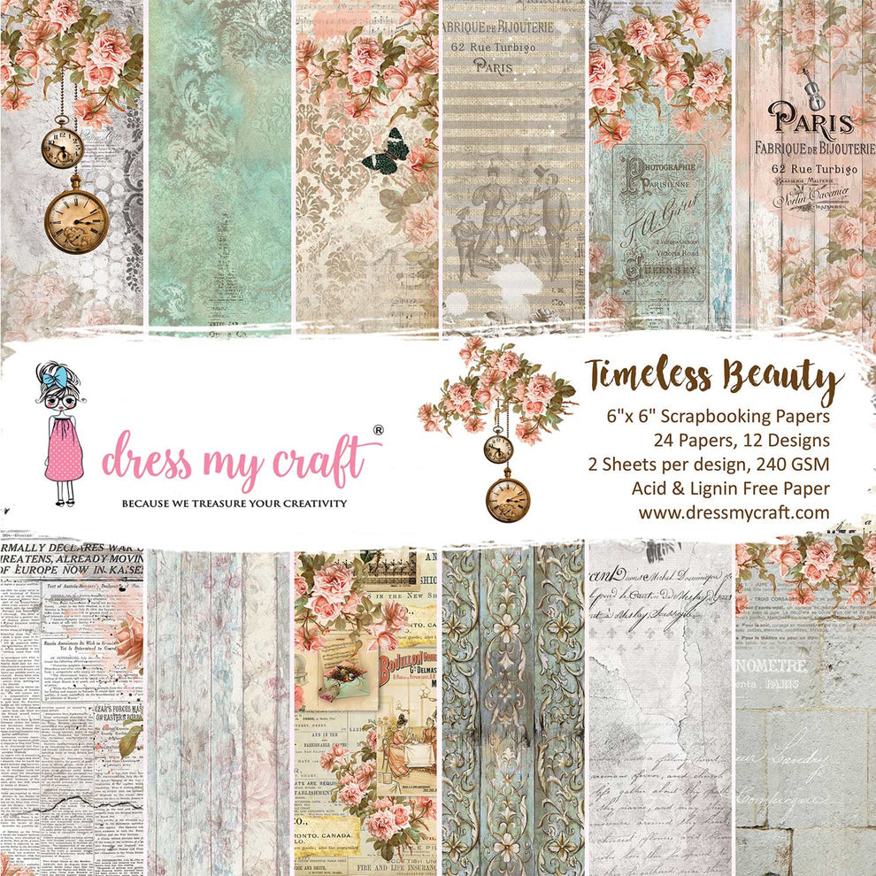Dress My Craft Timeless Beauty 6 x 6 Paper Pad dmcp6205