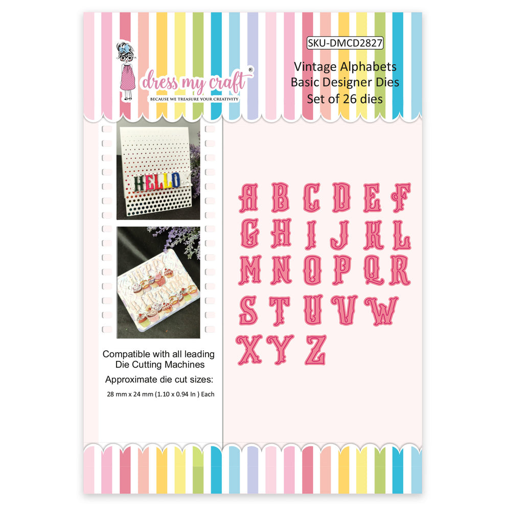 Dress My Craft Vintage Alphabets Dies dmcd2827
