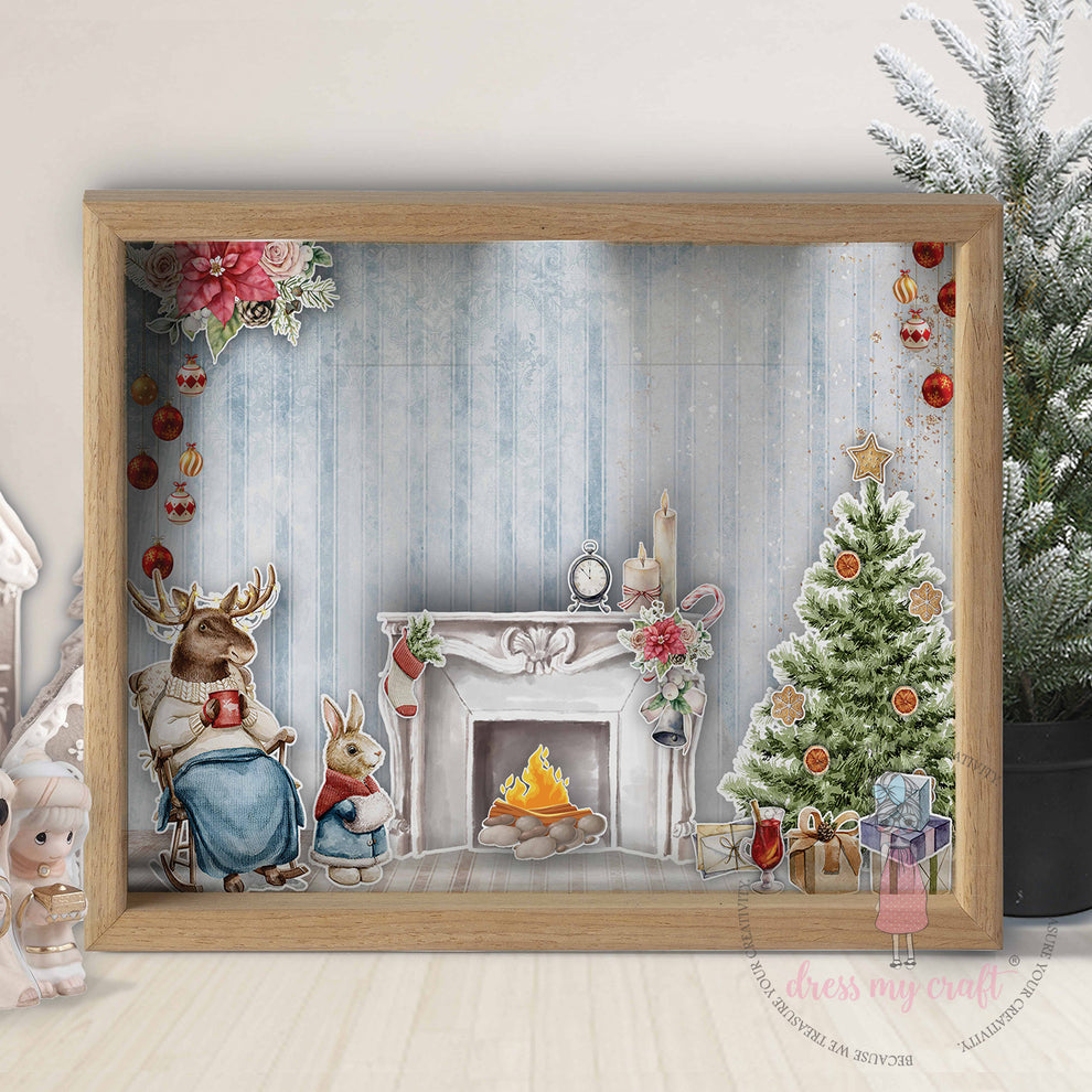 Dress My Craft Winter Wonderland 6 x 6 Paper Pad dmcp7195 Christmas Fireplace Layout